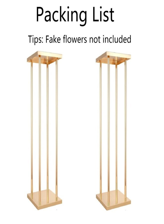 Bigsee 2pcs Centerpieces Wedding Gold Vases for Tables Geometric Metal Flower Display Stand, 31.5 Inch Tall High Floor Vase Column Flower Holder for Wedding Party Event Aisle Table Christmas Decorations - Image 4